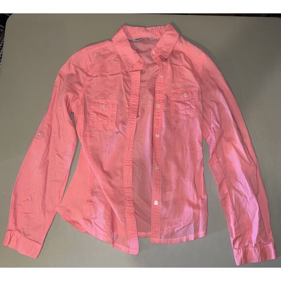 Old Navy Button Down Pink Long Sleeve Women’s Size S With Stretch Side Panels - Picture 2 of 6